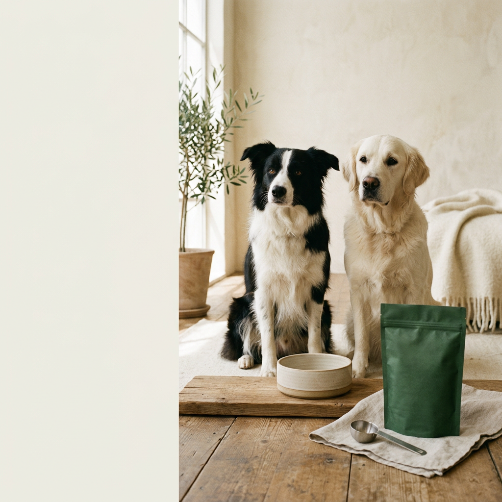 Illustrative dog nutrition campaign artwork